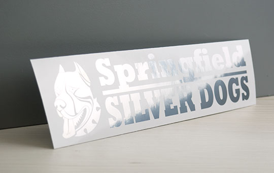 Digitally printed metallic silver stickers from CanadaStickerKing.com