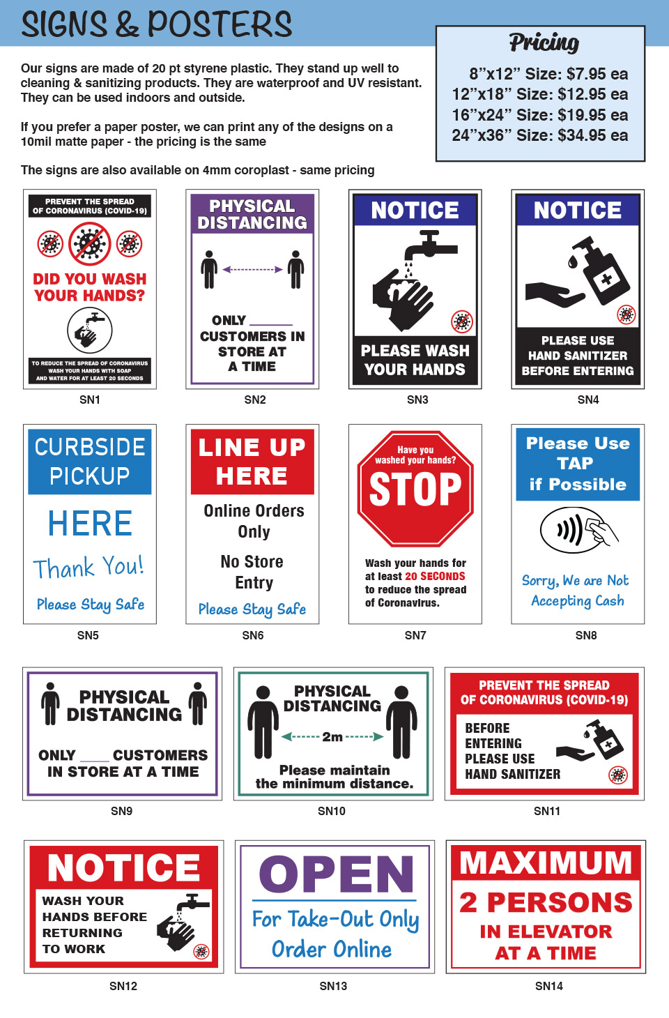 Covid-19 Safety Signs